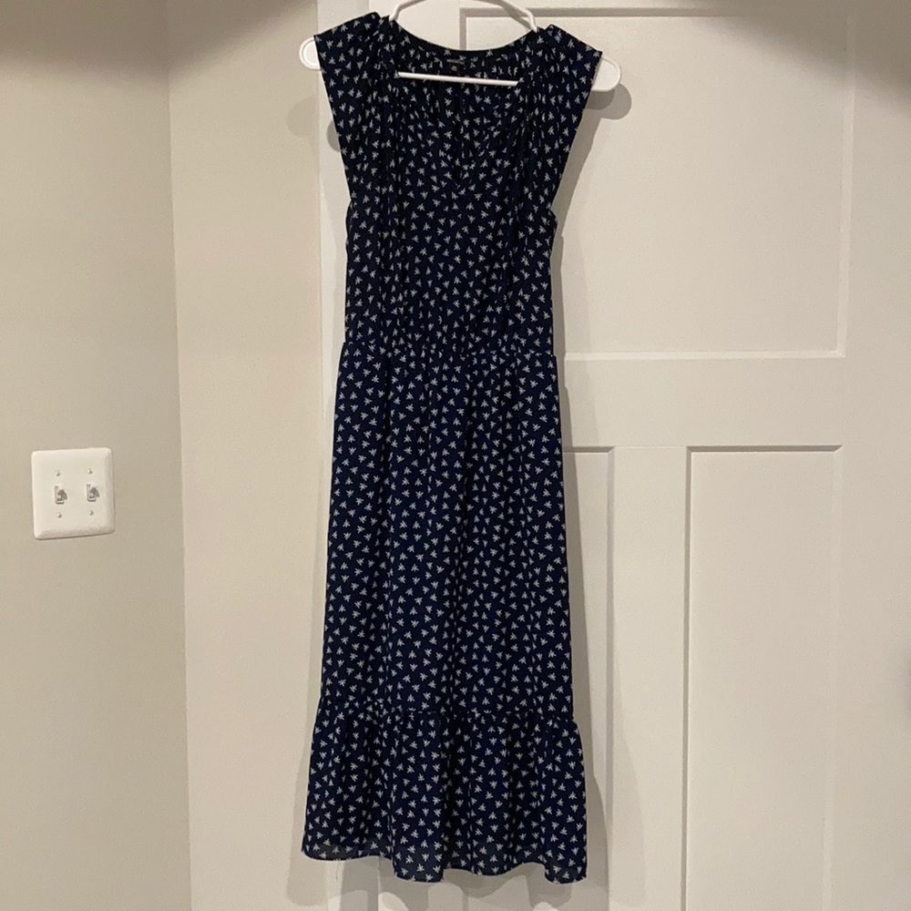 J. Crew navy and white midi dress EUC
